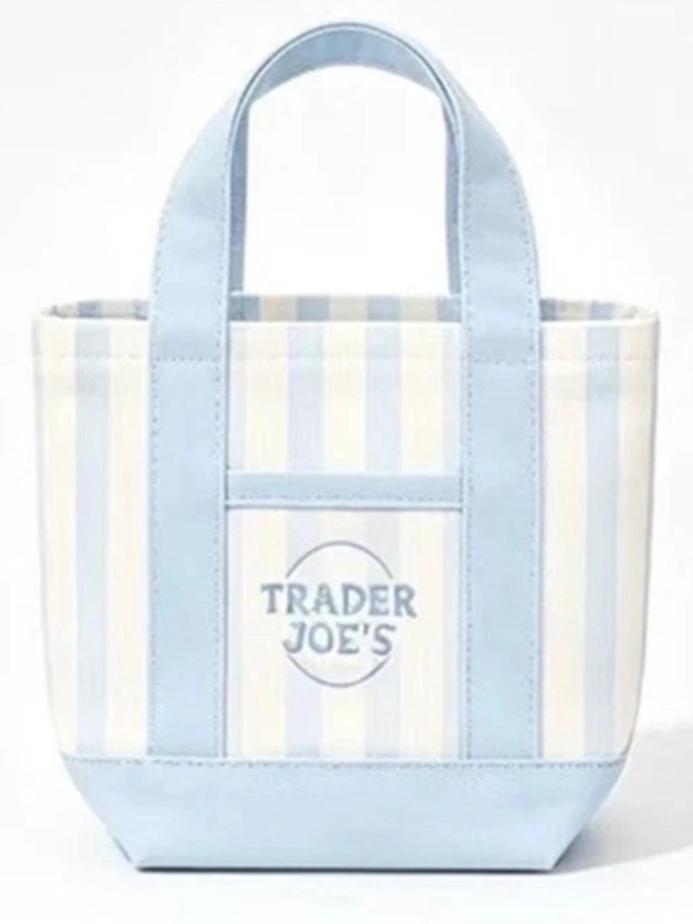 Trader Joe's Light Blue & Cream Striped Canvas Tote